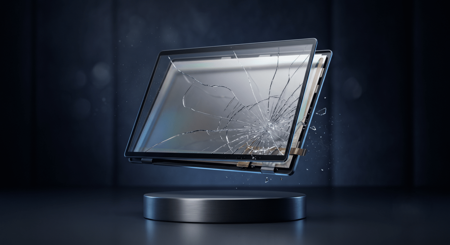 Diagnóstico de pantalla de laptop dañada en taller de Huamachuco