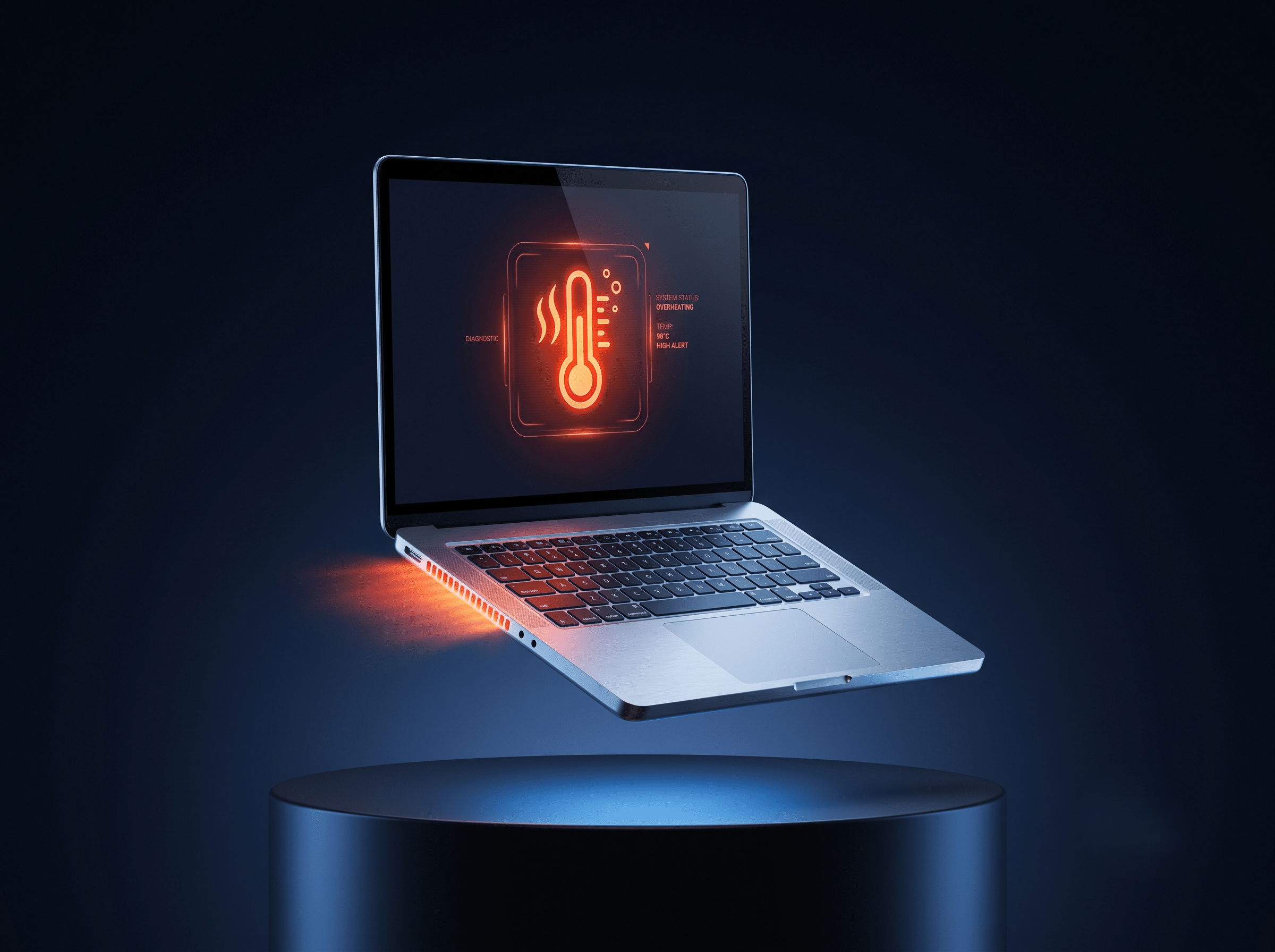 Laptop con señal de sobrecalentamiento, limpieza y mantenimiento en Huamachuco
